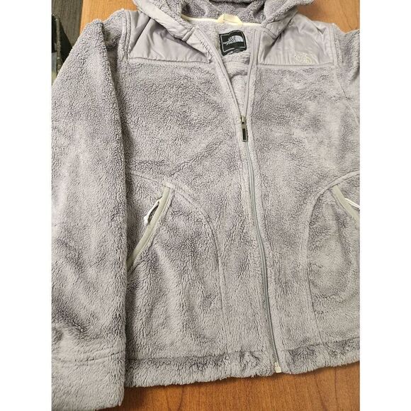 THE NORTH FACE WOMEN'S SILVER GRAY FULL ZIP FLEECE HOODED JACKET Sz SMALL - Picture 2 of 7